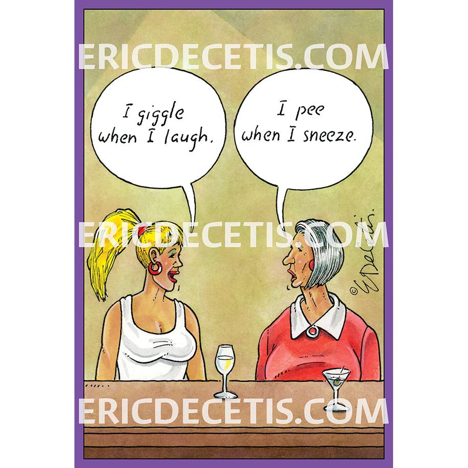 Pictura Pee When I Sneeze birthday card featuring humorous design by Eric Decetis, from the Everyday Cards collection.